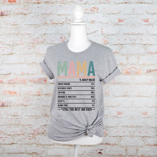 Mama nutrition facts shirt