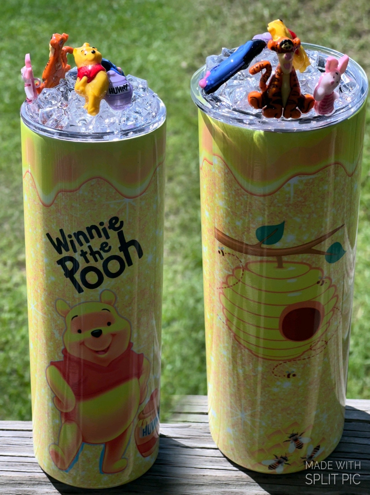 Personalized custom Winnie the Pooh beaded and rhinestone acrylic tumbler 16oz newest or 22oz.